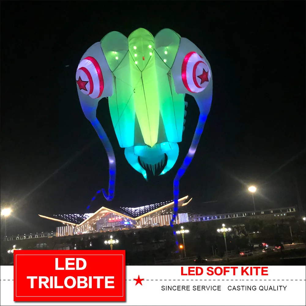 new arrival led trilobite kite   show kite soft inflatable kite luminous kite 40d ripstop nylon