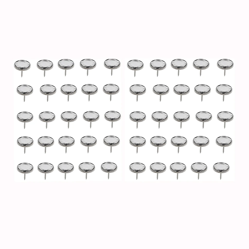 50 Pieces Crystal Sofa Headboard Buttons Upholstery Decoration Silver 20mm