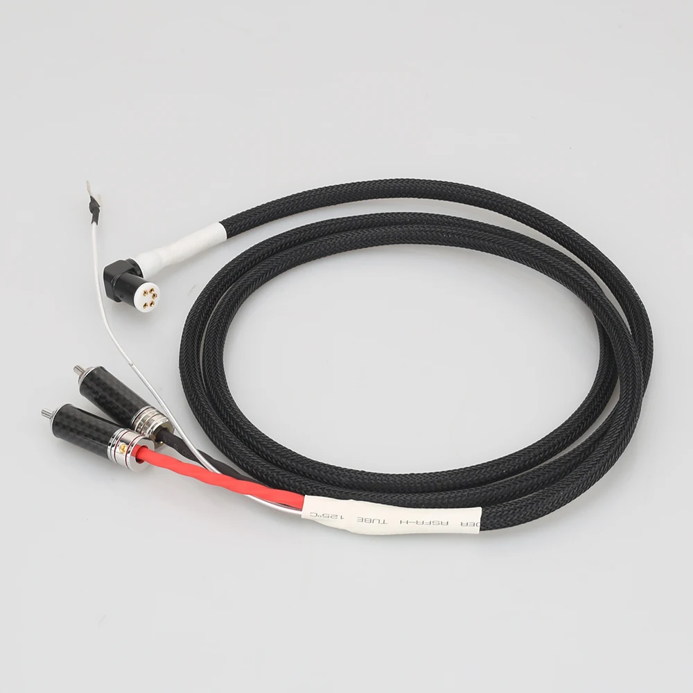 كابل HiFi Tonarm بزاوية قائمة 5 Pin DIN إلى 2 RCA Phono الأقراص الدوارة كابل تناظري مع سلك مطلي بالفضة OFC
