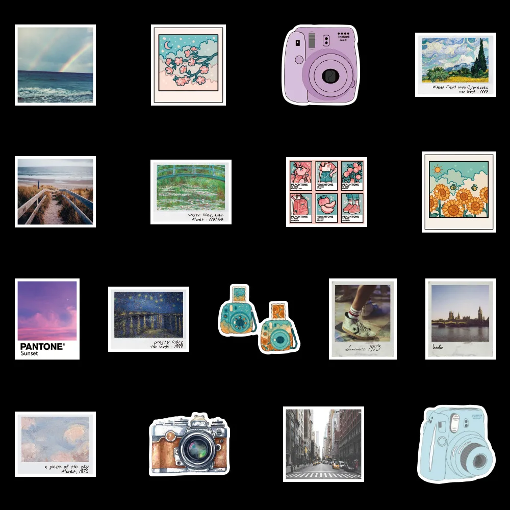 10/30/50PCS Cartoon Travel Camera Stickers Girl Square DIY Toy Laptop Fridge Phone Skateboard Suitcase Decal Graffiti Sticker F5