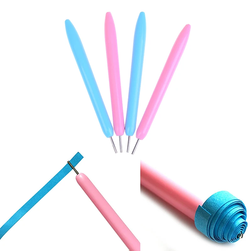 2Pcs/Lot Paper Craft Tool Quilling DIY Assorted Color Paper Pen Origami Scrapbooking Slotted Paper Quilling Tool Blue Pink