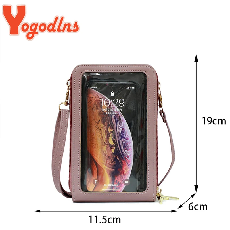 Yogodlns Three-layer Touch Screen Bag Female Crossbody Bag New trendy zipper multifunctional Shoulder Bag  Mobile Phone Bag