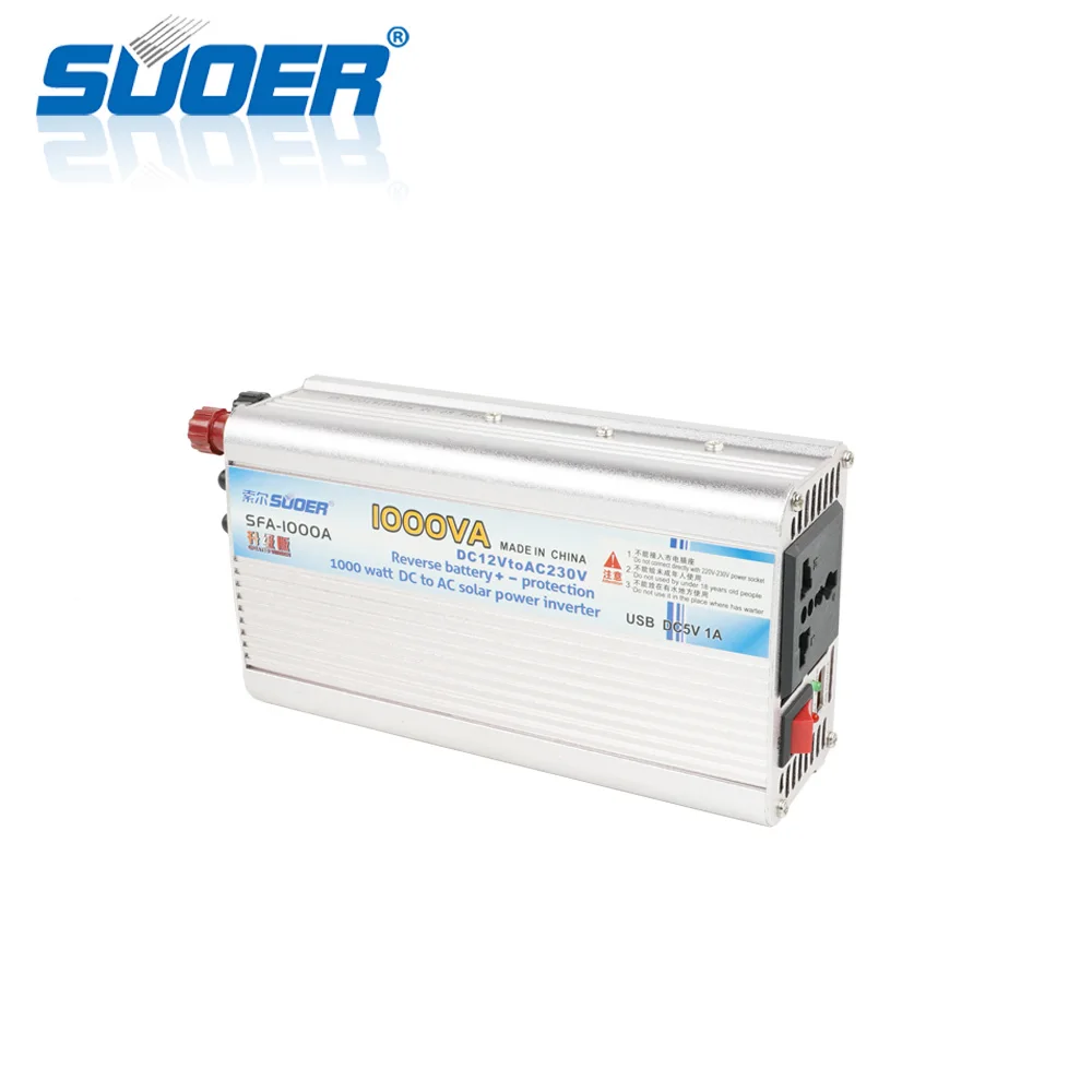 Suoer【 modified Sine Wave Inverter 】 modified Sine Wave Solar DC AC 12V 220V 1000W Off Grid Inverter (SFA-1000A）