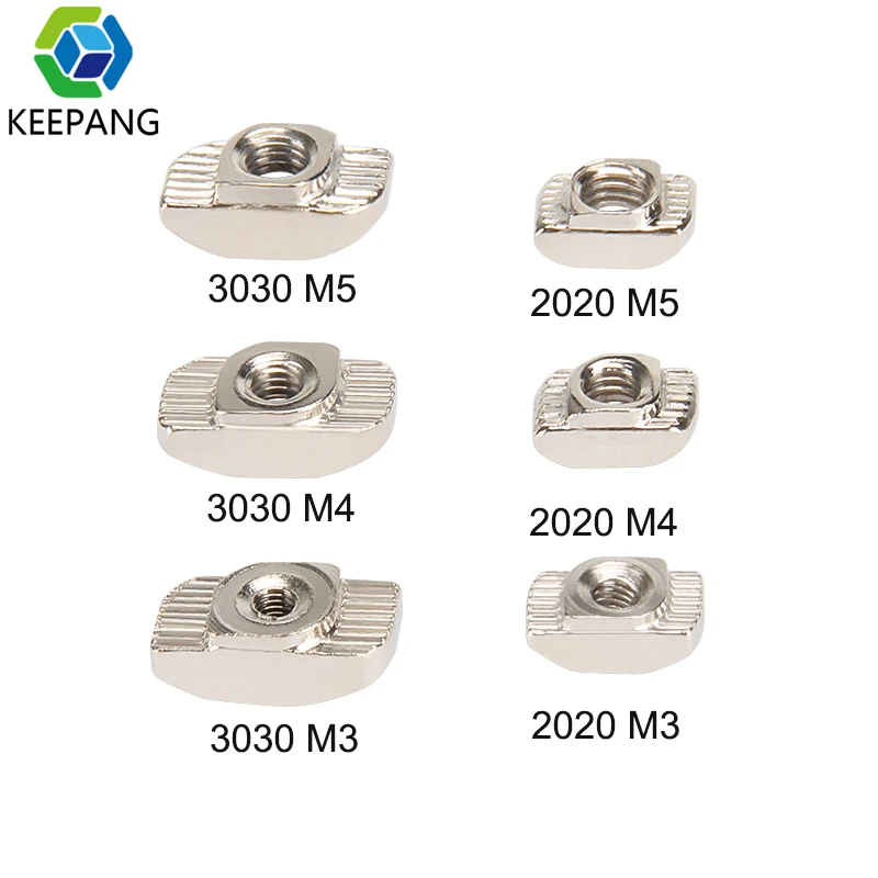 20/50pcs M3/M4/M5/M6 for 20 30 Series Slot T-nut Sliding T Nut Hammer Drop In Nut Fasten Connector 2020 Aluminum