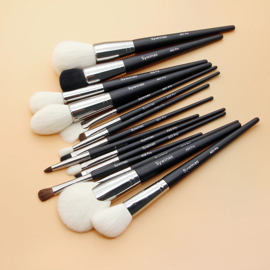 Sywinas Makeup Brush Set 15pcs New Arrivals Natural Goat Pony Hair Professional Makeup Brushes