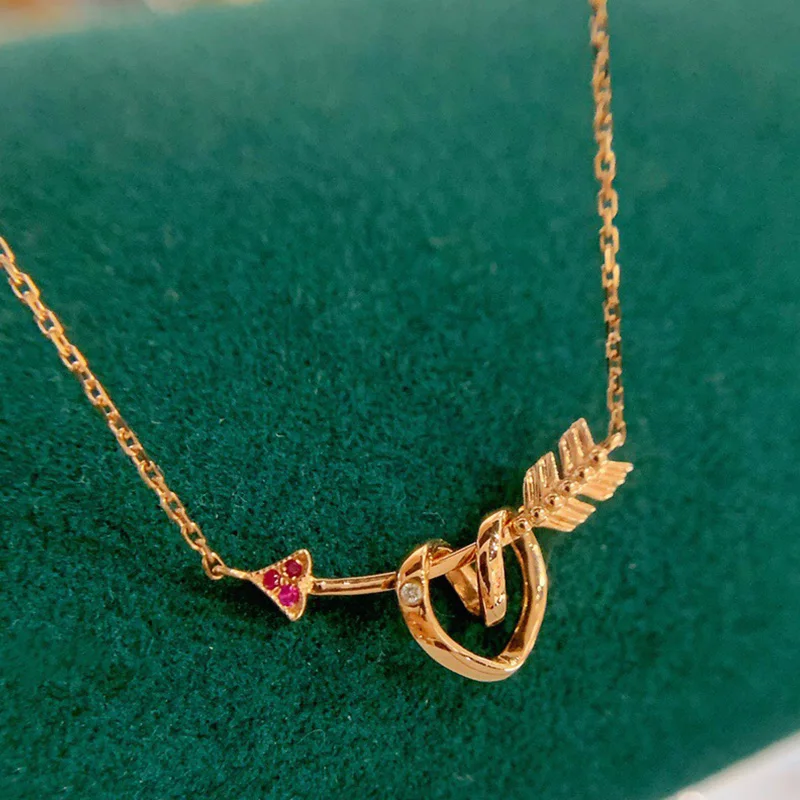 MADALENA SARARA 18K Gold Heart Slide Pendant Women Necklace Diamond Pave Setting Lady Chain Necklace Au 750 Rose Gold