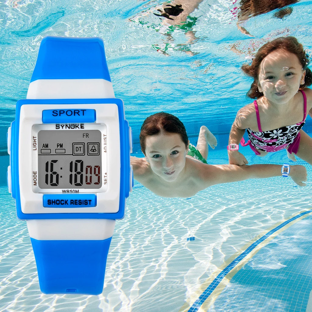 Zegarek dziecięcy wodoodporny alarm LED Chronograph sportowe zegarki cyfrowe moda dziecięca kwadratowy elektroniczny zegarek na rękę dla dziewcząt