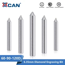 XCAN Diamond Engraving Bit 6.35mm 60 100 120 Degrees Engraving Cutters Metal Stone PCB Bit CNC Cutting Tools Milling Cutter