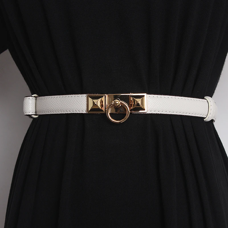 Women's Runway Fashion Genuine Leather Cummerbunds Female Dress Corsets Waistband Belts Decoration Narrow Belt TB2038