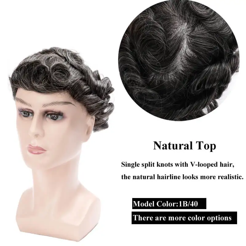 Rambut Pria Rambut Palsu 0.12Mm Unit Sistem Kulit Penuh Wig Pria Tahan Lama Kapiler Pria Rambut Prostesis 130% Kepadatan Wig Rambut Palsu untuk Pria