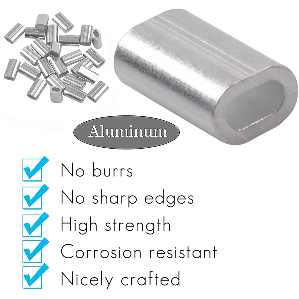 1000Pcs Aluminum Crimp sleeves for Fishing line Durable Crimping Sleeve Wire Leader Tube Fishing Connector Tackle