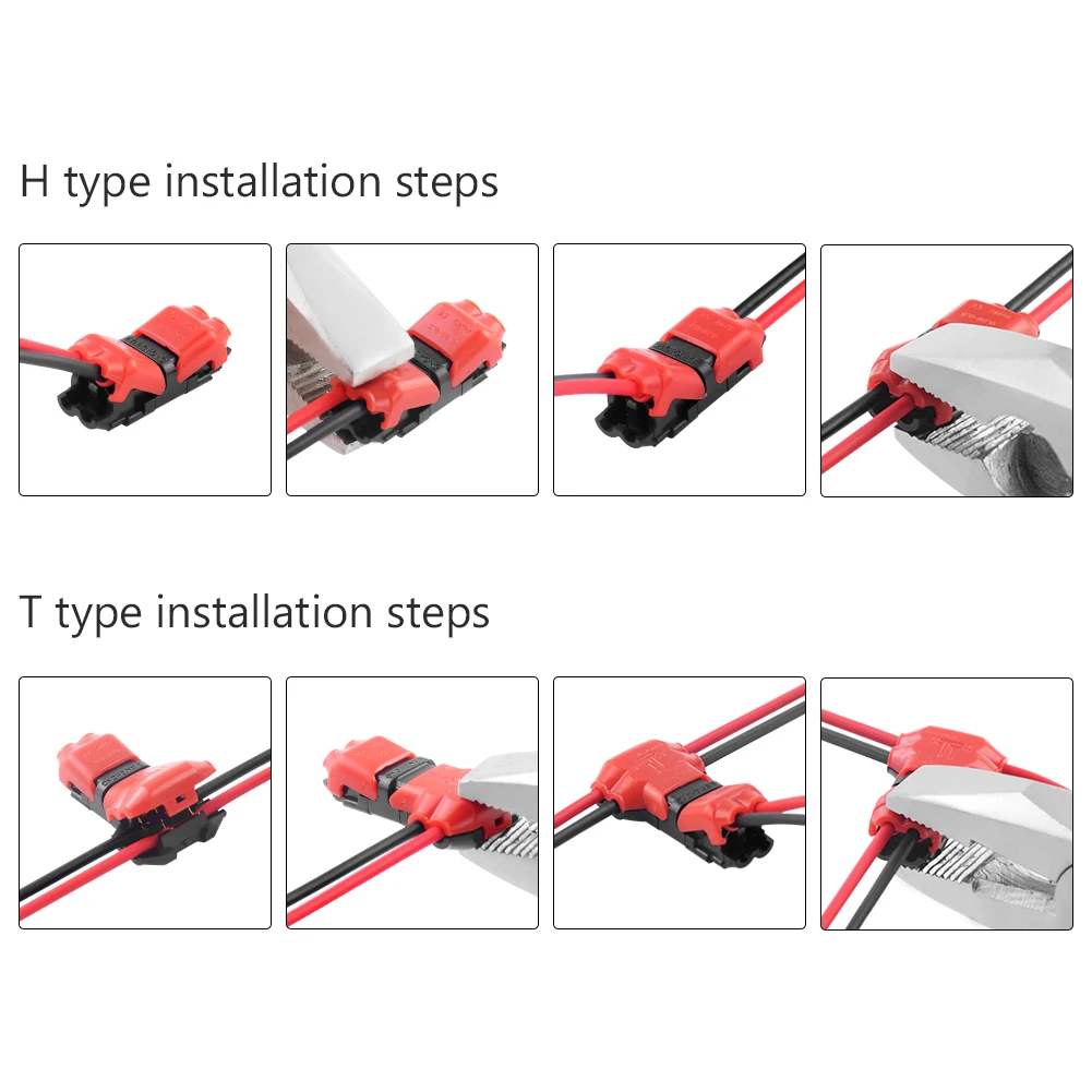 5pcs Quick Splice Scotch Lock Wire Wiring Connector for 1 Pin 2 Pin 22-18AWG LED Strip Wire Car Audio Cable Terminals Crimp