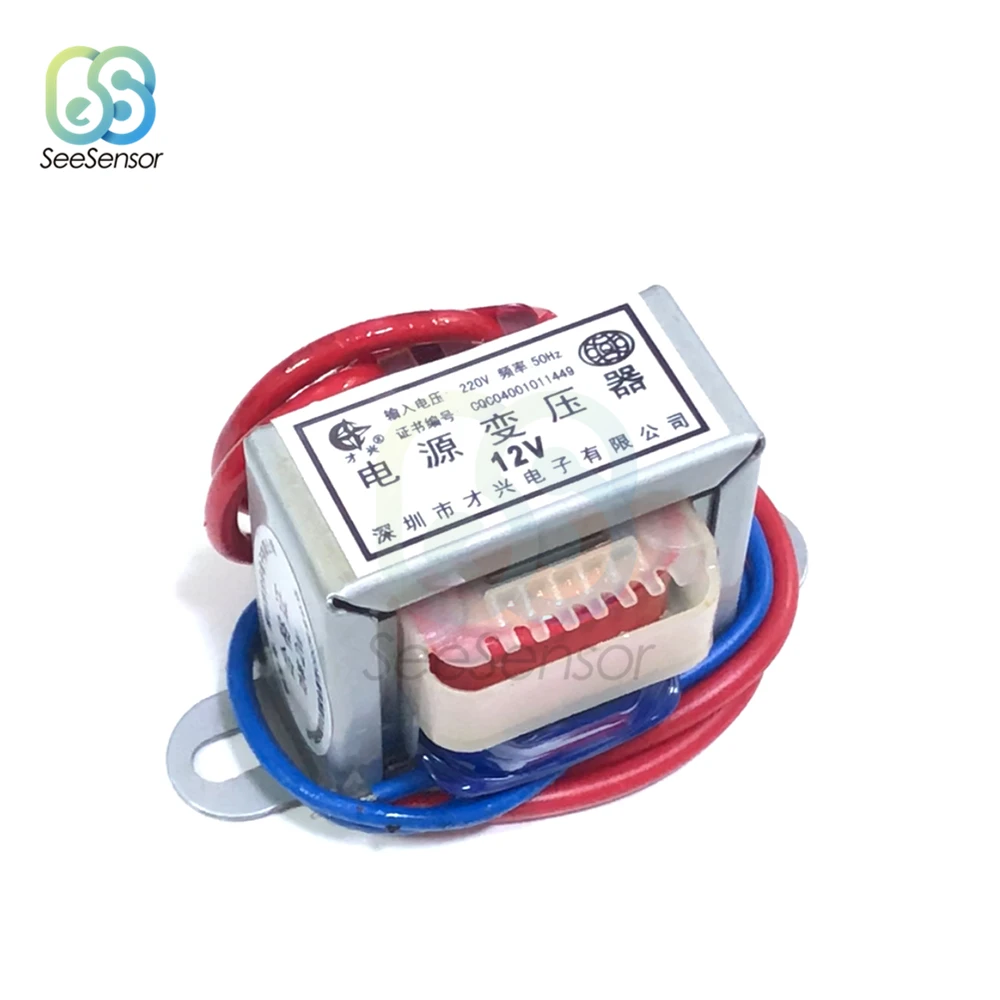 AC 6V 9V 12V 15V 24V Output Voltage 2W EI Copper Core Input 220V 50Hz~60Hz Single Voltage 2 Line Copper Power Transformer