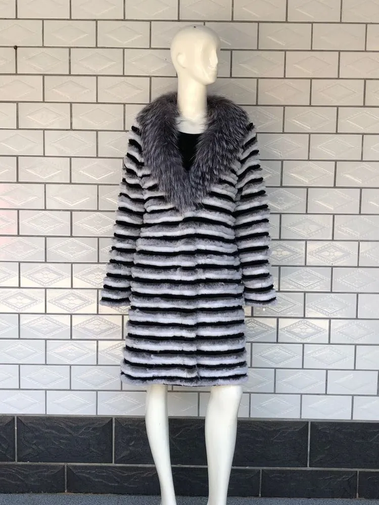 2025Rex Rabbit Fur Fox Fur Coats Women Silver Fox Natural Fur Coats  Autumn Knitted Long Genuine Fur Jackets Vest Ladies Fashion