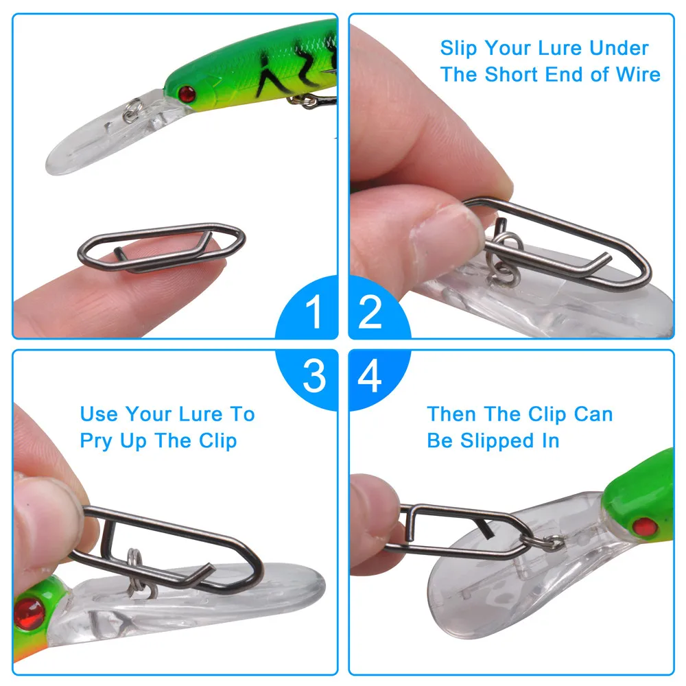 60Pcs Speed Clips for Fishing Lures Power Quick Change Fast link Bait clip Fishing snap Connector for Crankbait Minnow Tackle