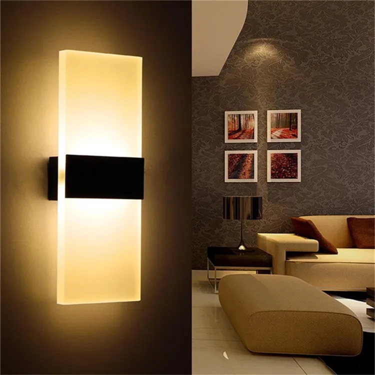 

Iron + Acrylic White Black Wall Lamp Modern 90-260v Painted Led Wall Light Bedroom Bathroom Wall Lamps for Living Room Wandlamp