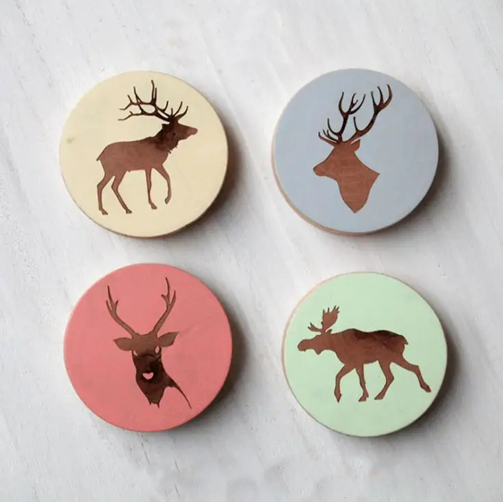 Creative Christmas Elk Wooden Bottle Opener Cartoon Refrigerator Sticker Animal Refrigerator Paste Custom Bottle Opener SN3126