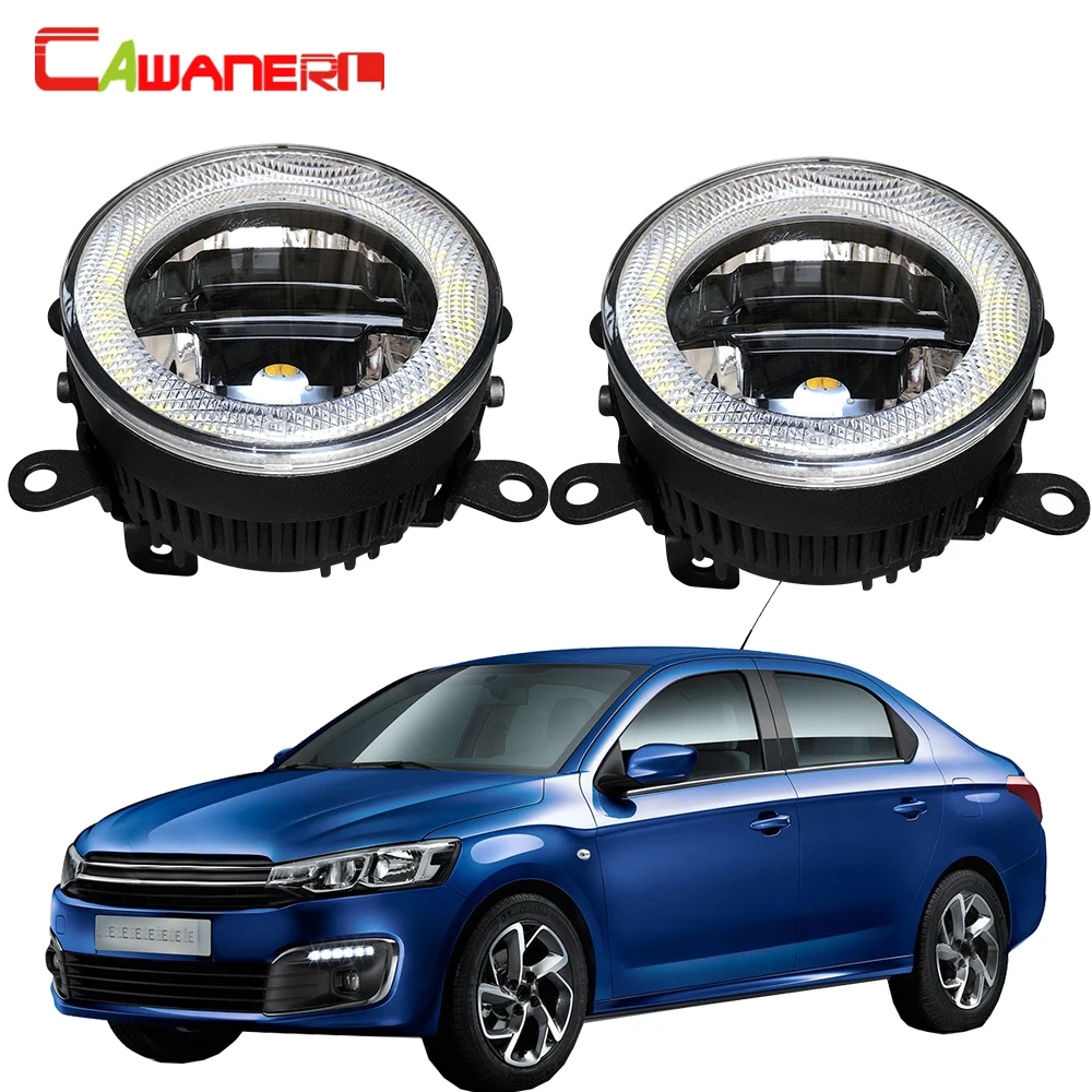 Cawanerl For Citroen C-Elysee 2012-2018 Car LED Light Kit Fog Light Daytime Running Light DRL Angel Eye 12V Accessories