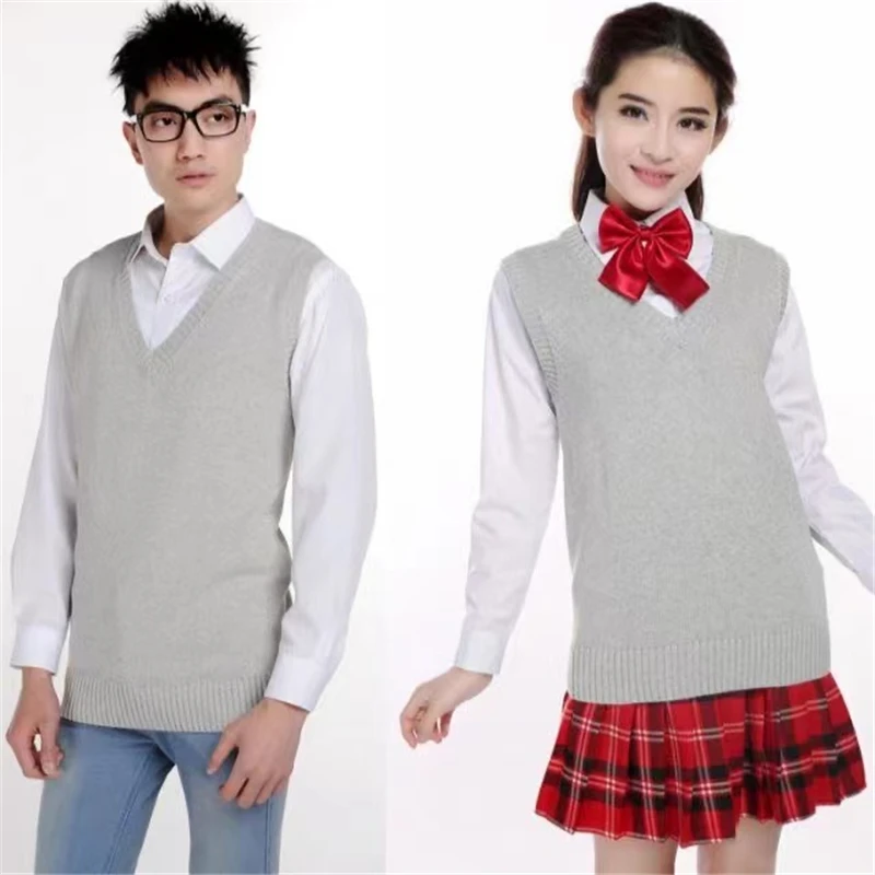 Nieuwe Uniform Gebreide Vest Japanse Campus Man En Vrouwen Studenten Uniform Trui Vest Jk Meisjes Jongen Hoge School Kleding Katoen xxl