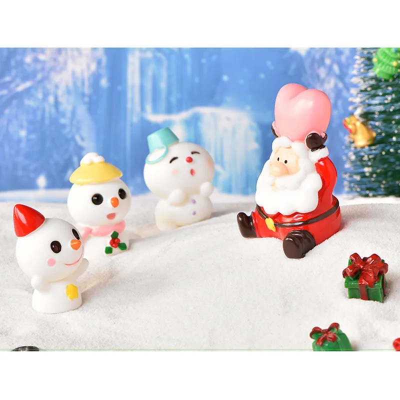 Merry Christmas Snowman Ornaments Home Decoration Resin Micro Landscape Miniature Santa Claus Desktop Decor Crafts Accessories