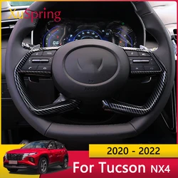 Car Steering Wheel Decoration Trim Stickers Car Styling carbon fiber For Hyundai Tucson 2021 2022 2023 2024 2025 Accessories