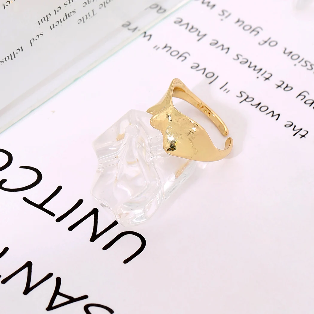 Trendy Gold Color Glossy Concave Open Rings For Women Girls Lover Couple Rings Friendship Engagement Wedding Rings 2021 Jewelry