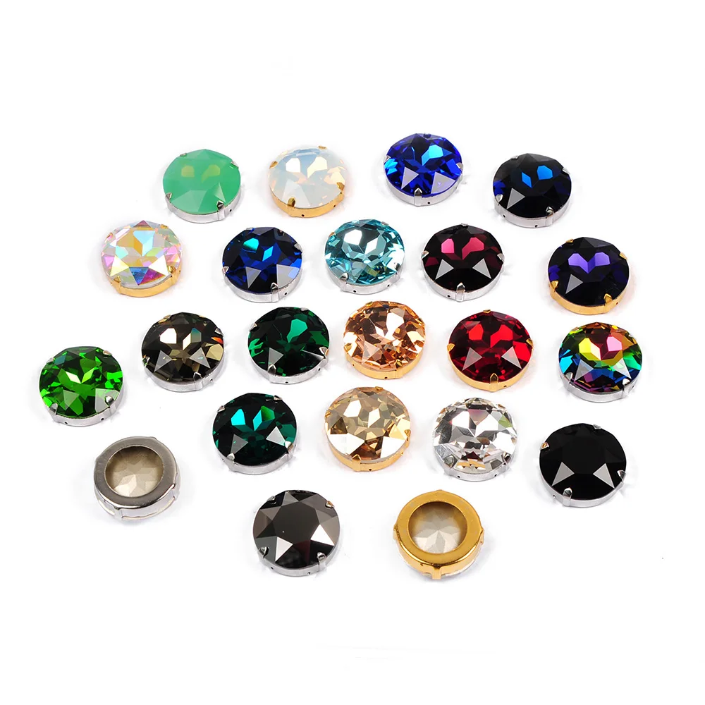 YANRUO 1201 Runde 27mm Genähte Steine Glaskristalle Große Strasssteine Rivoli Pointback DIY Diamantsteine für Schmuck und Kleidung – Detail 37