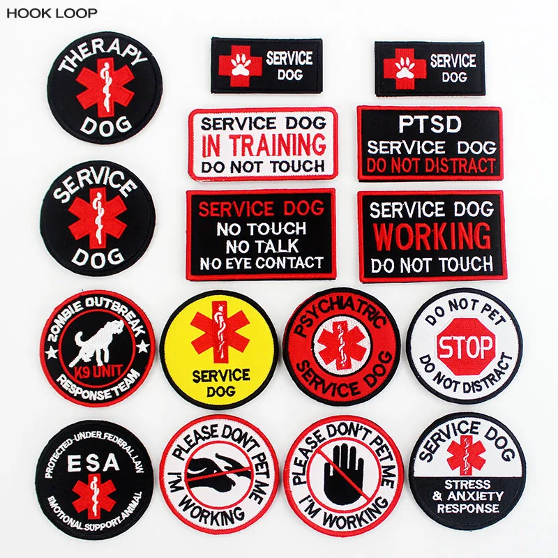 Therapy Service dog Patch Hook Loop Badges Do Not Touch Pet For dogs Vests Harnesses Emblem Decoration Stickers