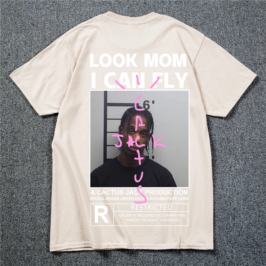 HOT SALE Cactus Jack T-shirt 2022 Summer Men Women LOOK MOM I CAN FLY Tee ASTROWORLD Hip Hop Short Sleeve Tshirts