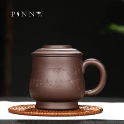 PINNY 380ML Yixing Purple Clay Tea Mugs Natural Ore Purple Mud Tea Service Hand Made Traditional Chinese Teacups Ceramic Tea Set