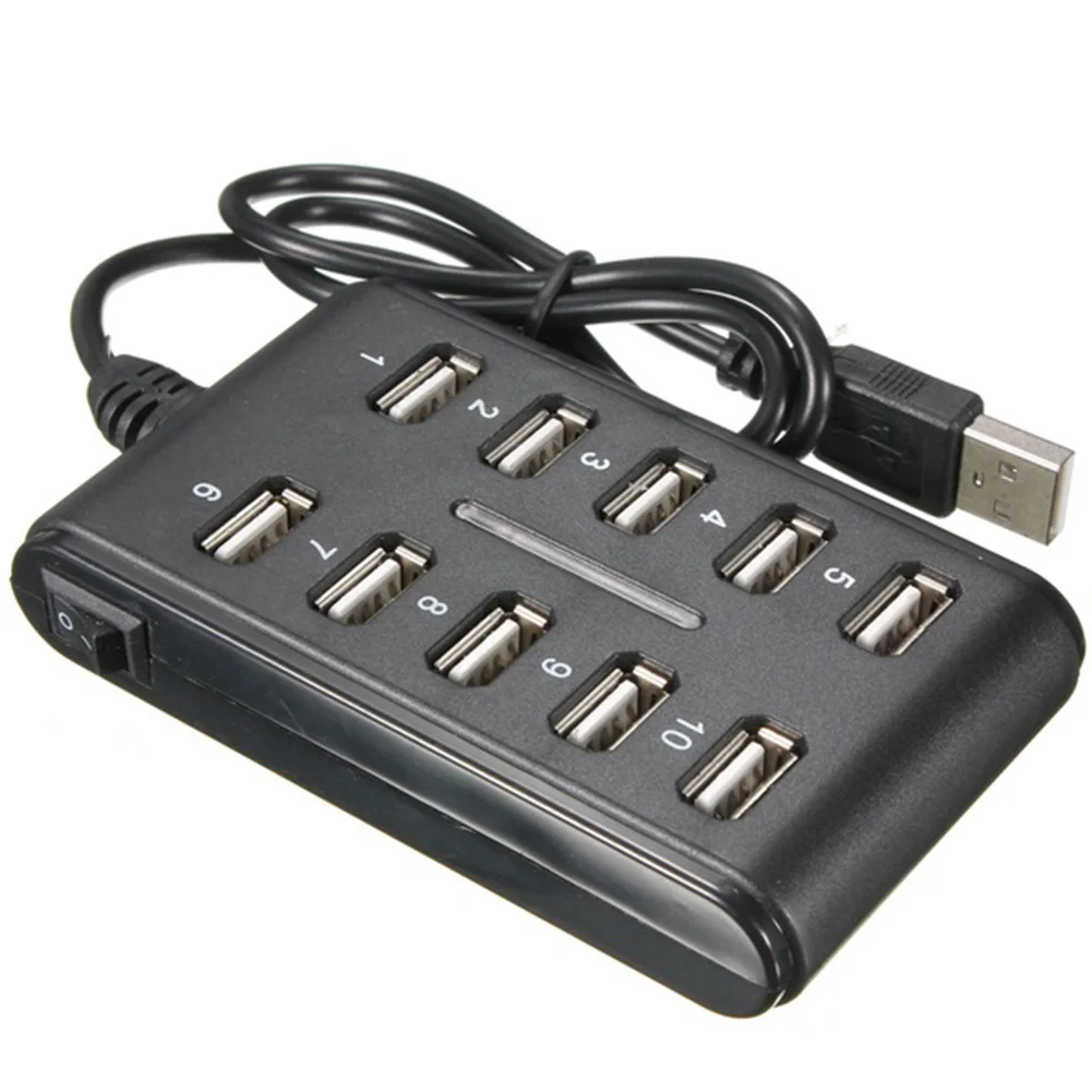 عالية السرعة 480 Mbps USB 2.0 Hub 10 منافذ متعددة كمبيوتر شخصي USB HUB المحمولة USB الخائن للكمبيوتر المحمول