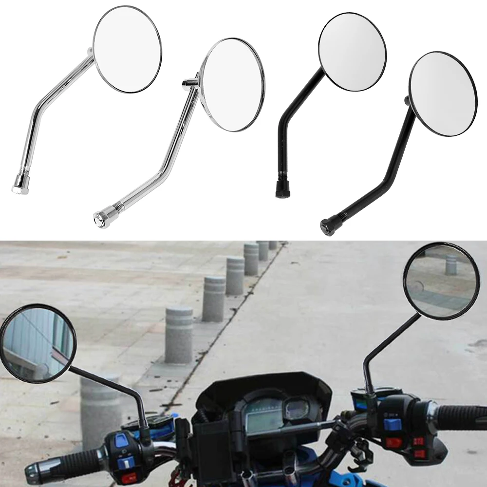 

Motorcycle Rearview Side Mirror with 10mm Screws Universal Round Retro Modified Motorbike Cafe Racer Rearview Mirrors For Honda