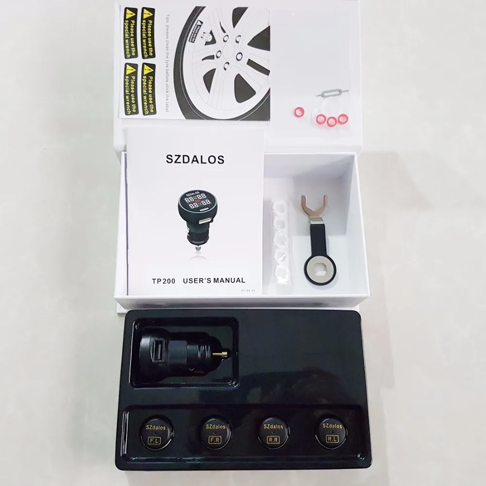 Newest szdalos TP200 Wireless tpms Tire Pressure Monitor System tmps with cigarette charger External Sensor