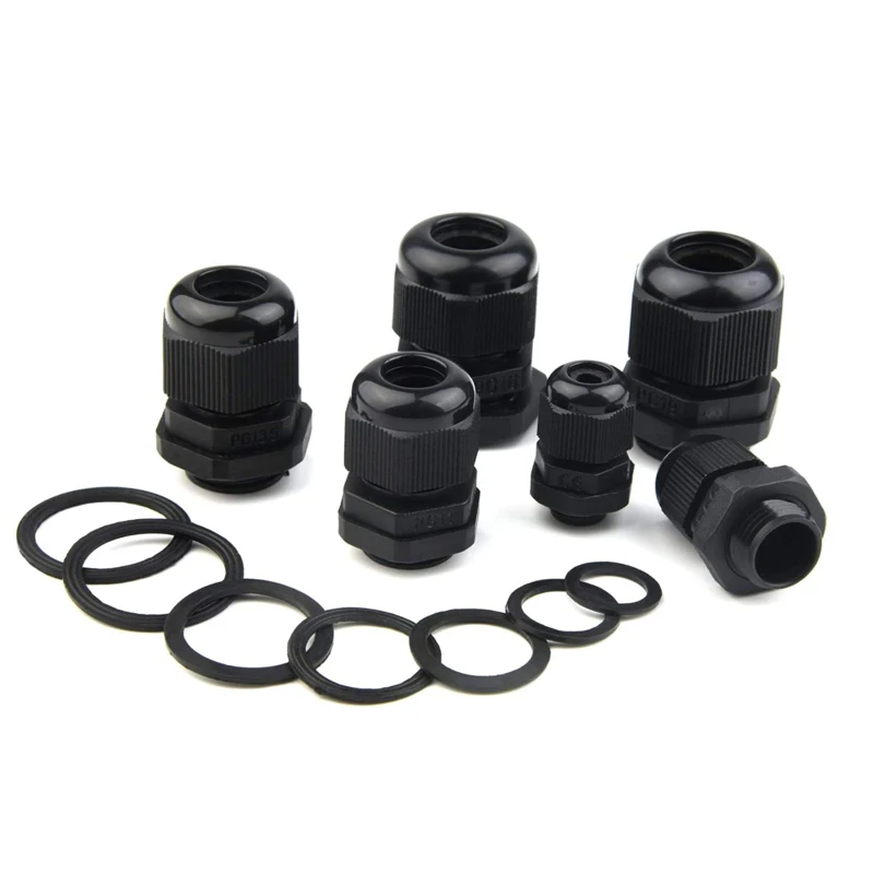 10Pcs Waterproof Cable Gland M8 M12 M16 M20 M25 M32 M40 Black Plastic Seal Joint Nylon  IP68 White Cable Fixing Nylon Connector