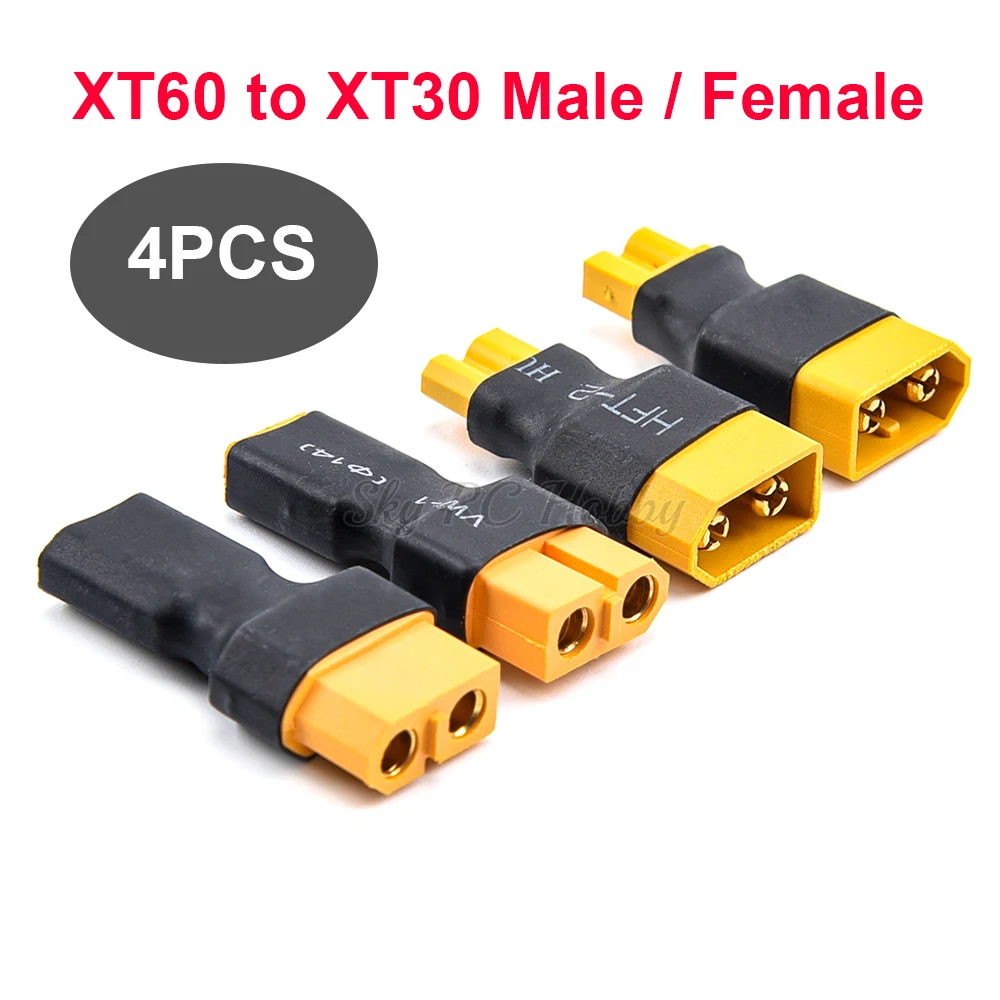 4 pces macho/fêmea xt60 para xt30 plugue macho fêmea adaptador conversor conector para fpv zangão rc lipo nimh bateria carregador esc parte