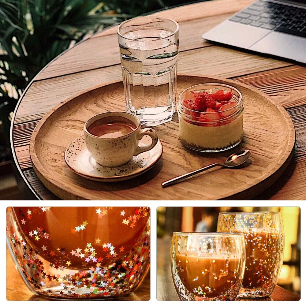 250/350ML Water Bottle Coffee Cup Set Heat-Resistant Double Wall Glass Cup Starry Sky Mug Whiskey Glass Cups 2021 Christmas Gift