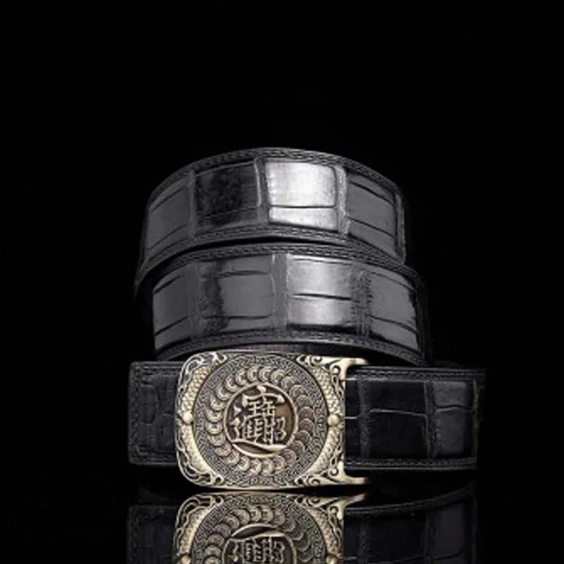 VVBrown  crocodile  male belt  brass  Plate buckles  youth   business  men belt  Smooth buckle  belts  male