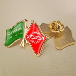 World Any Two Countries And Areas Crossed Double Friendship Flags Lapel Pins Brooch Badges