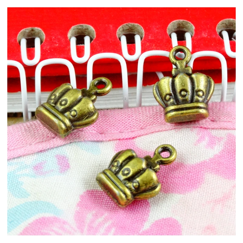 60pcs/lot Jewelry Making DIY Handmade Craft Charms Antique Bronze Color 13.5*10.1*5.5MM Crown Pendant