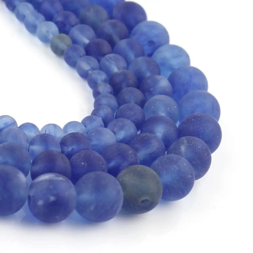 Natural Stone Matte Blue Watermelon Quartzs Crystal Beads 15\