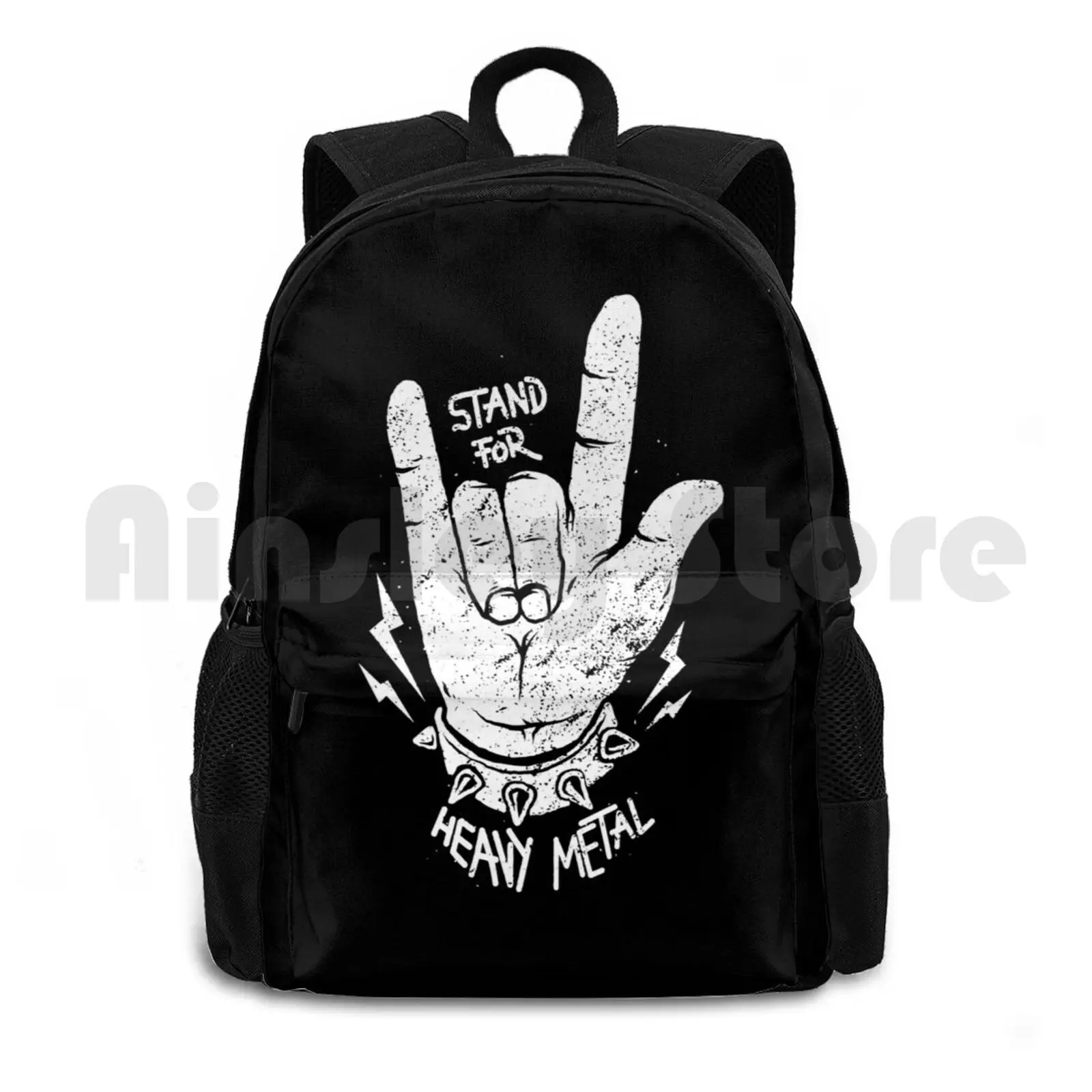 Stand For Heavy Metal Outdoor Hiking Backpack Riding Climbing Sports Bag Metal Heavy Metal Music Rocker Punk Punker Quote Quotes