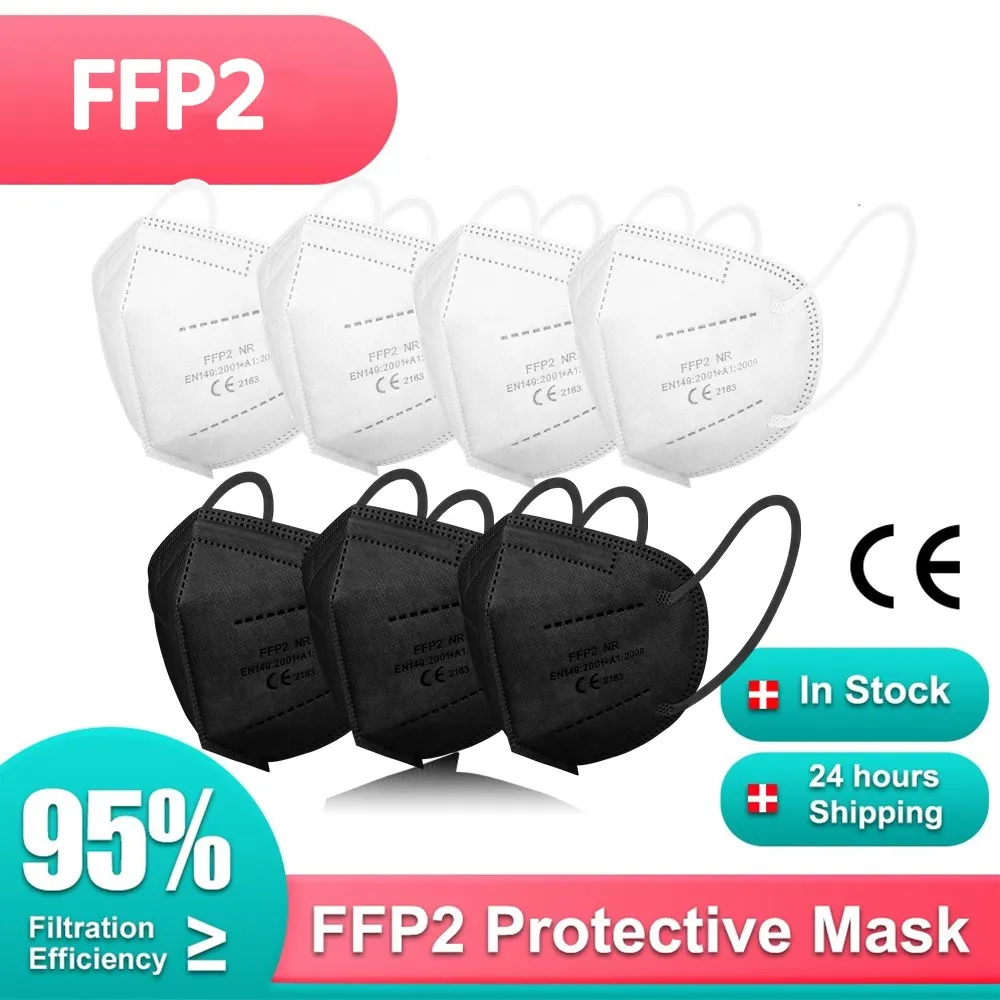 

10-100pcs CE FFP2 Black Mask ffp 2 Reusable KN95 FFP2MASK 5 Layers Dust Respirator Kn 95 Mask FP2 Mascarillas FPP2 Approved ffp3