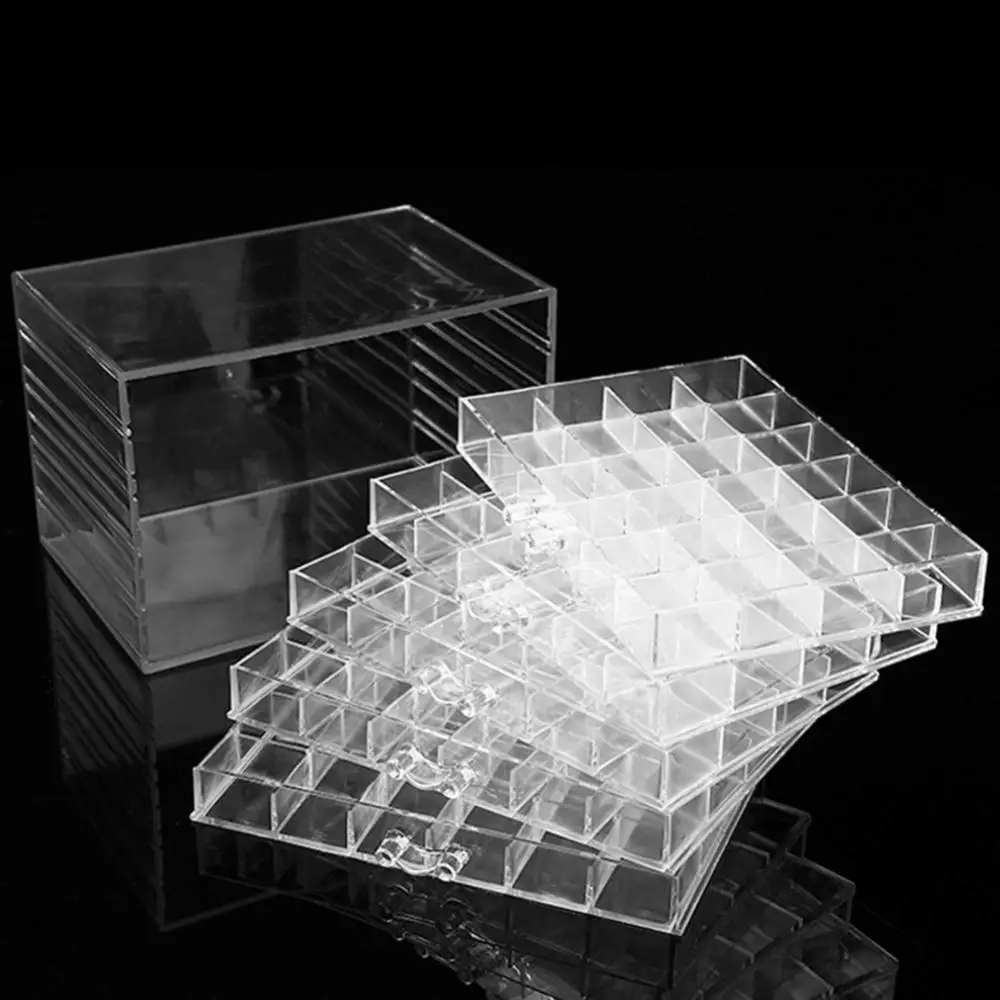 120 Grids Transparent Acrylic Nail Display Showing Shelf Organizer Makeup Manicure Jewelry Drawer Cosmetic Storage Box