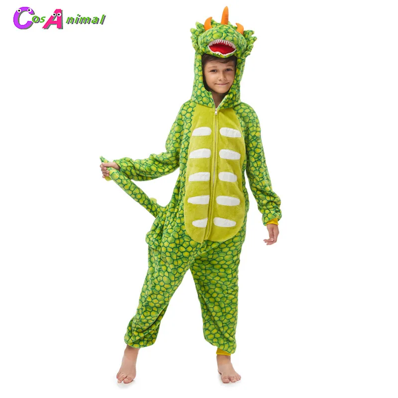 

Children's Light Green Triceratops Dinosaur Kigurumi Kids Onesies Pajamas Cosplay Costumes For Halloween New Year Carnival Party