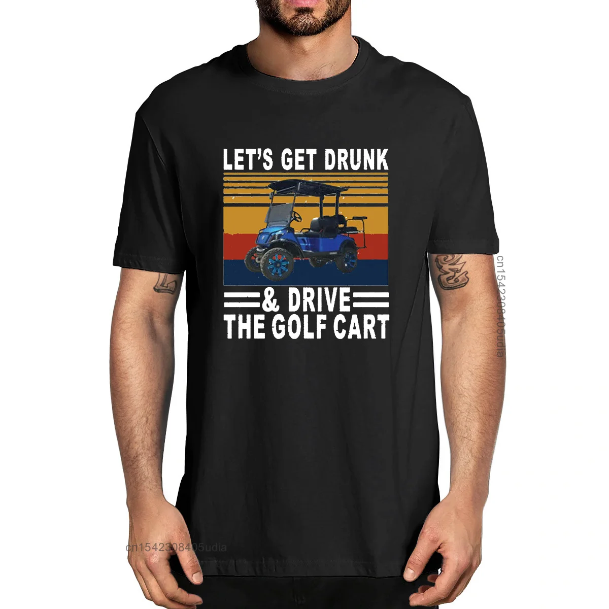 Let's Get Drunk And Drive Golf Cart Golf Vintage Men's 100% Cotton Designer T-Shirts Unisex Humor Streetwear Women Tee