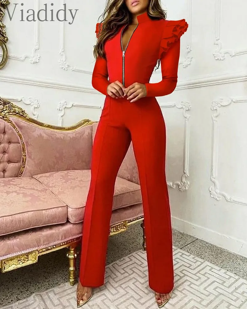 Women Colorblock Glitter Sequin Jumpsuit Long Sleeve Blazer Jumpsuit