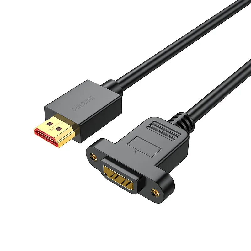 15CM/0.49FT  HDMI compatible male to female extension cable with ear screw hole fixed 2.0 version 4K TV HD cable 19 + 1 core