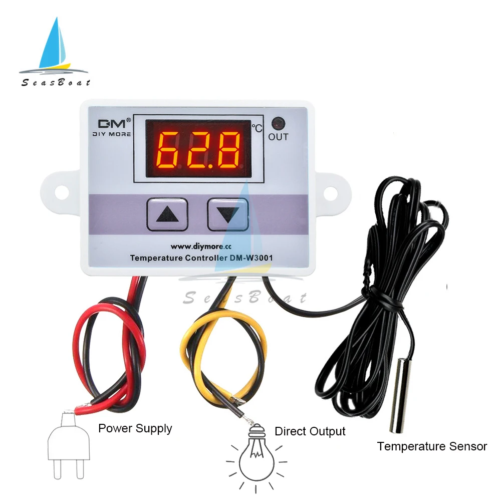 DM-W3001 Digital Temperature Control Microcomputer Thermostat Switch Thermometer Cooling Heating For Incubator 12V 24V 110-220V