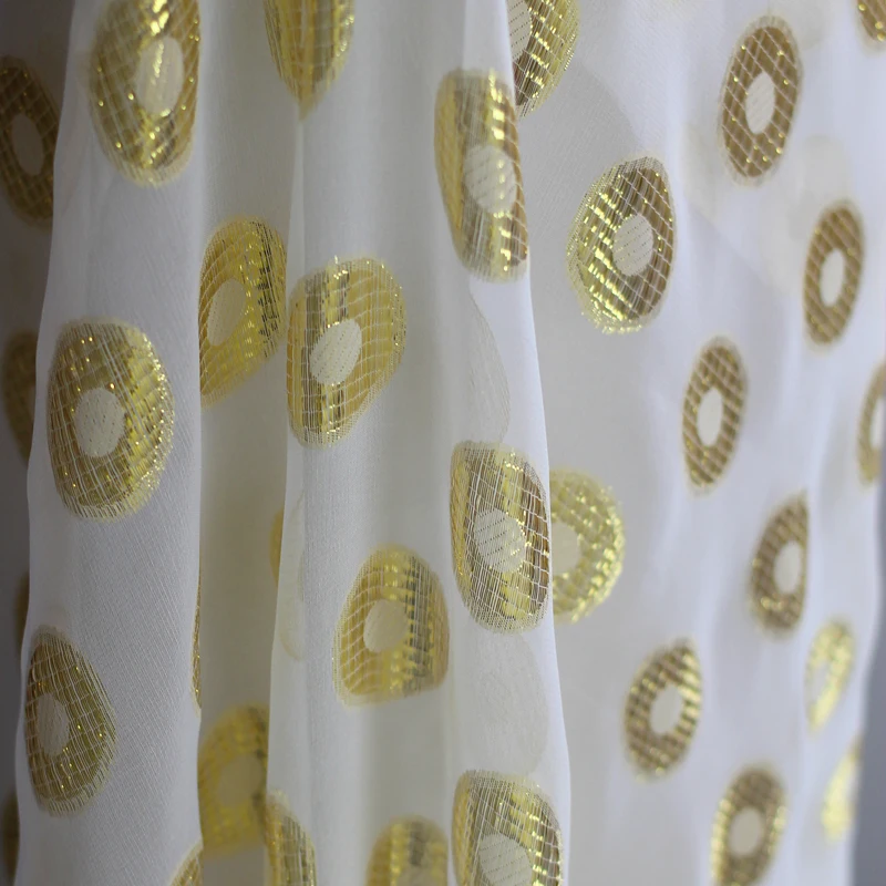 The Ring 100% SILK Burnt-out gauze   Fabric  Gold and Silver Silk Line Hand Carving Printing  Powder Cut Cloth Skirt