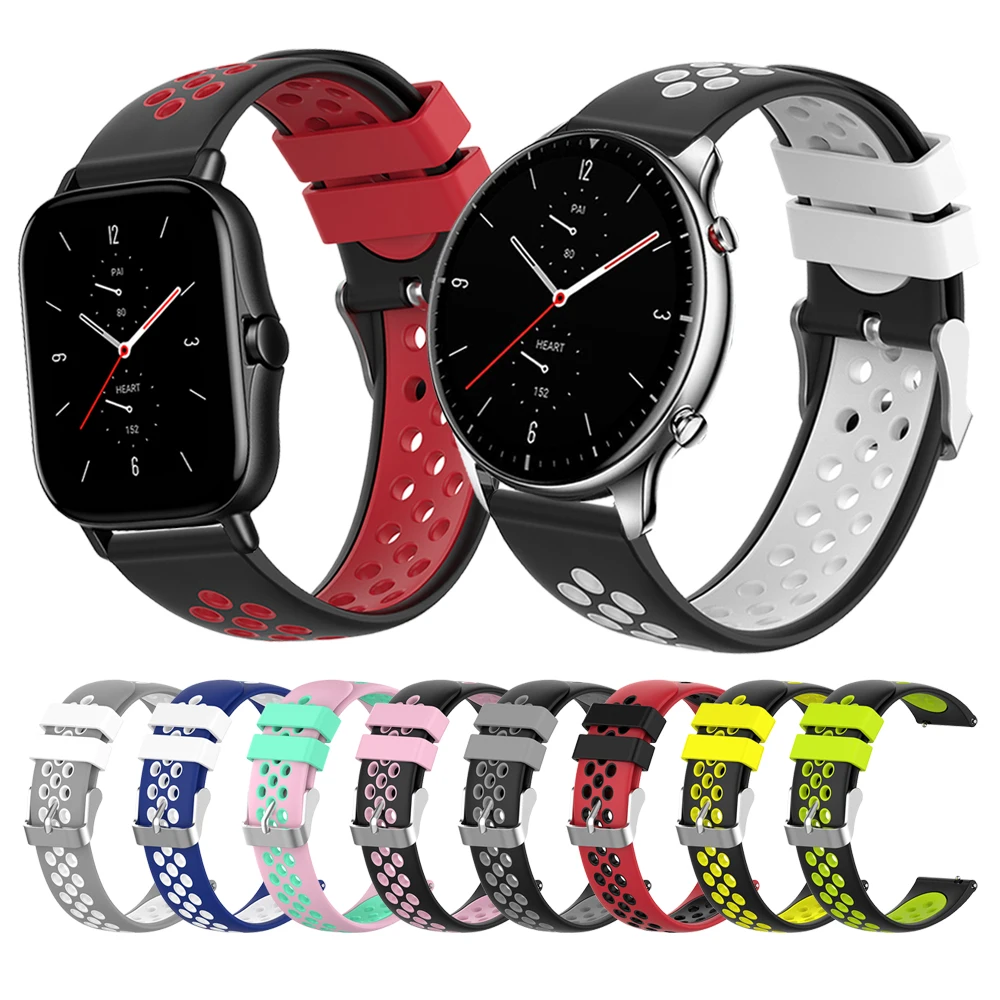 Colorful Silicone Strap For Xiaomi Amazfit GTR 2 GTS 2 Silicone Band For Amazfit Stratos 3 GTR 47MM Bip S Bracelet Watchband